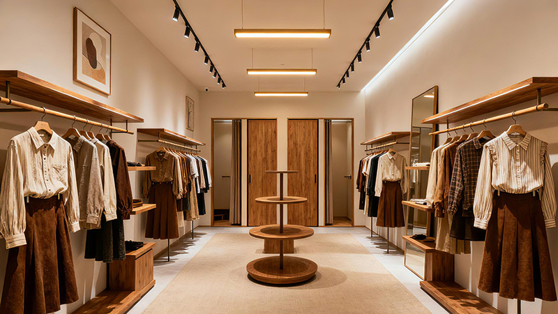 窄長(zhǎng)的服裝店鋪裝修效果圖